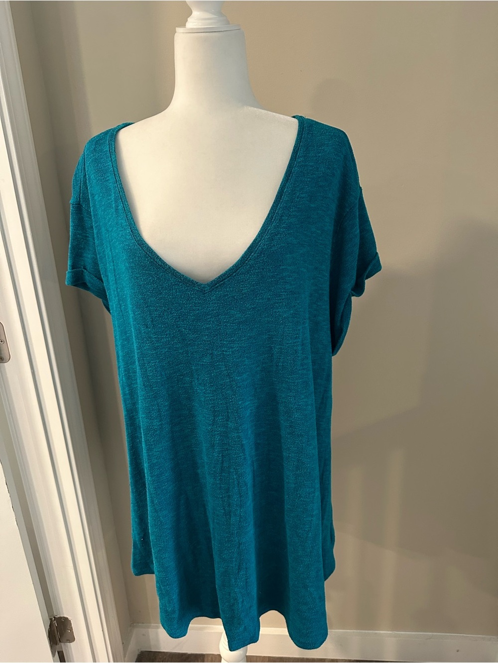 Ava & Viv Teal V-Neck Short Sleeve Tunic